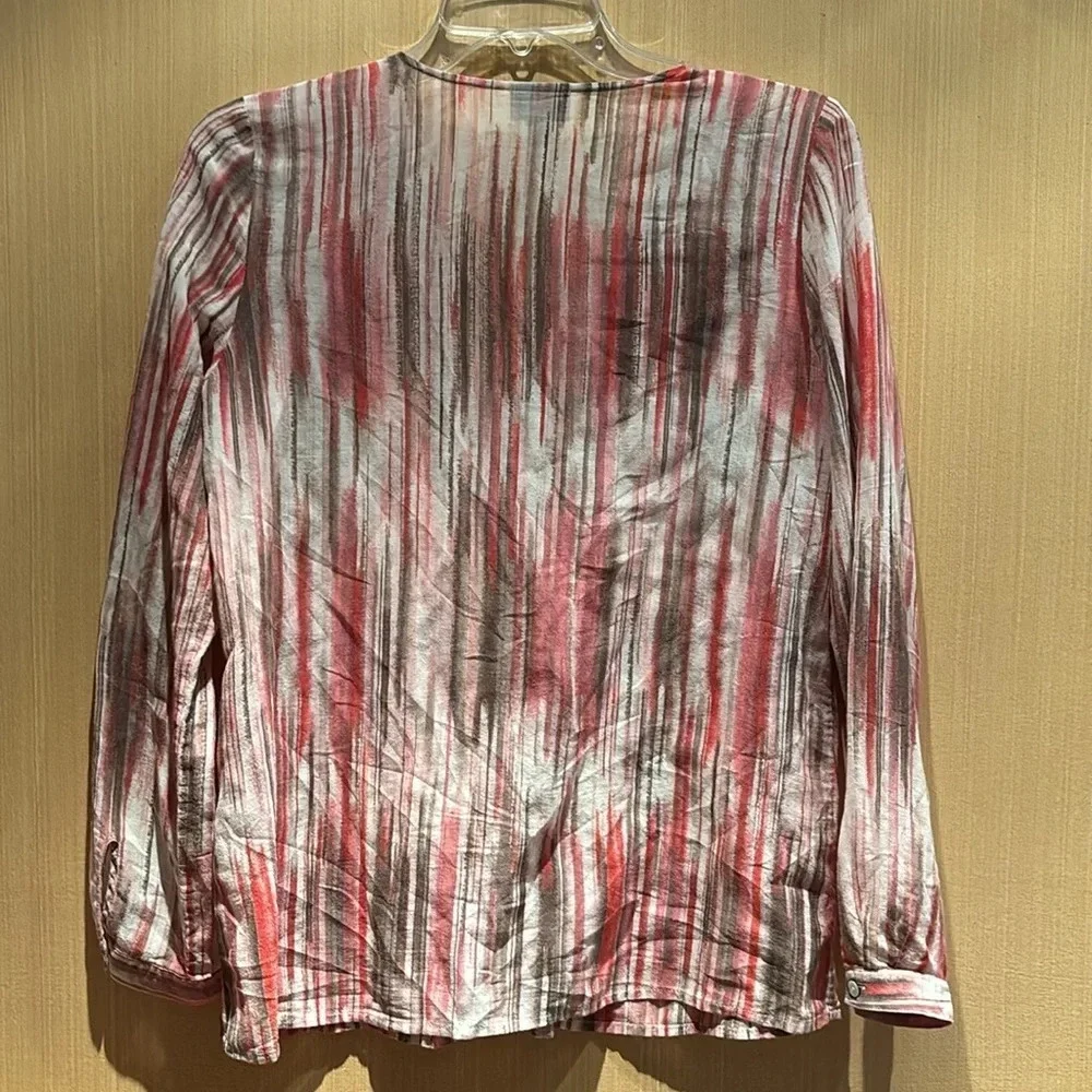 J. Jill Women's Pink Long Sleeve Button Up Silk Blend Blouse Shirt Size XS